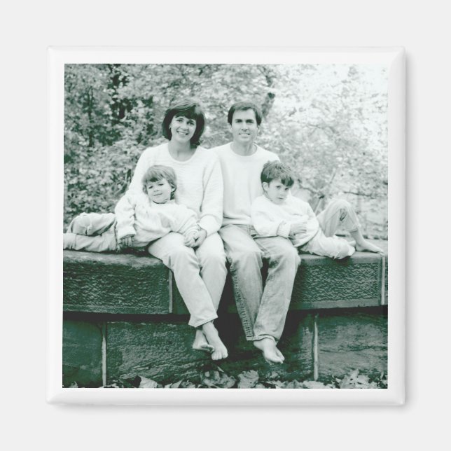 Family Portrait Classic Black White Photo Keepsake Magnet (Front)