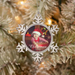 Family Portrait Custom Photo Print Snowflake Pewter Christmas Ornament at Zazzle