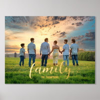 Family Portrait Horizontal Script Name Foil Prints