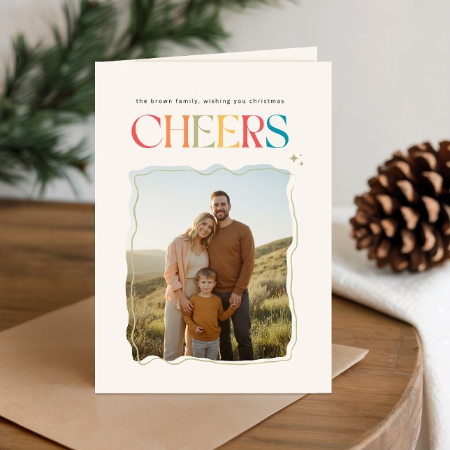 Family Portrait Photo Retro Christmas Folded Holiday Card (Creator Uploaded)