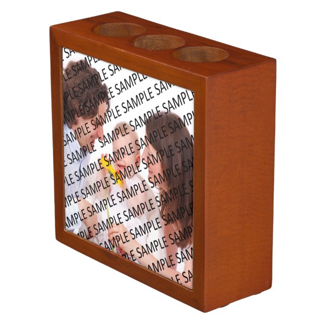 Family Portrait Photograph Gift Template Pencil Holder (Angled)