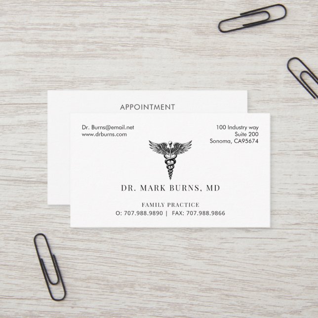 Family Practice Doctor Caduceus Appointment And Business Card