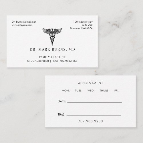 Family Practice Doctor Caduceus Appointment And Business Card