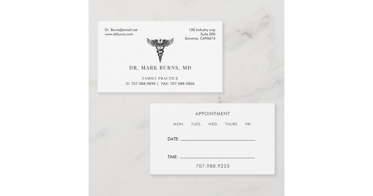 Family Practice Doctor Caduceus Appointment And Business Card