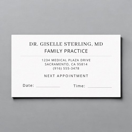 Family Practice Doctor Office Appointment Card