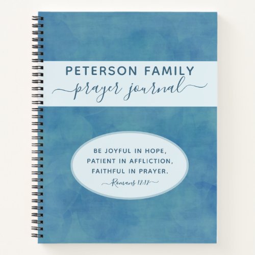Family Prayer Journal personalized blue notebook