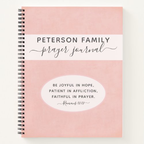 Family Prayer Journal personalized blush notebook