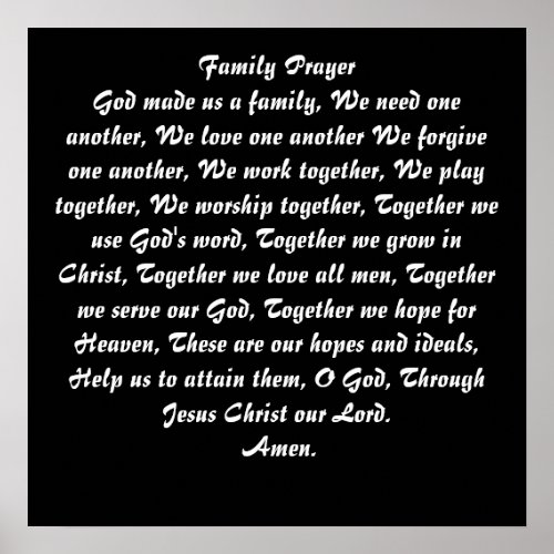 Family Prayer Poster