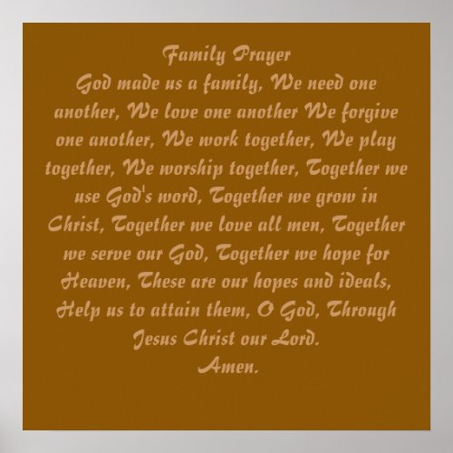 Family Prayer Poster