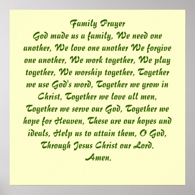 Family Prayer Poster (Front)