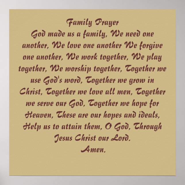 Family Prayer Poster (Front)