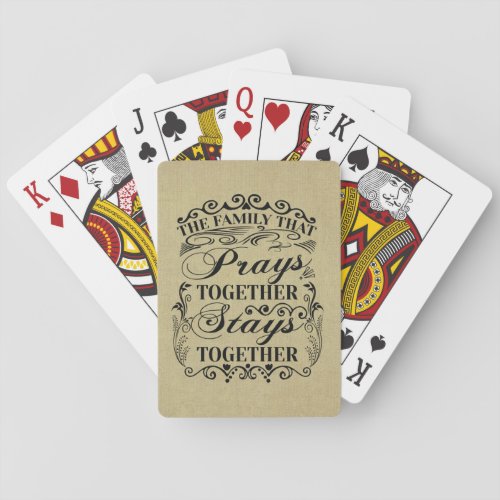 Family Prays Together Stays Together Bible Saying Playing Cards