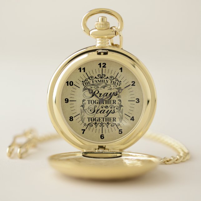 Family Prays Together Stays Together Bible Saying Pocket Watch (Inside)