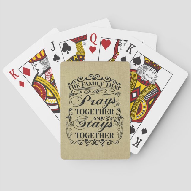 Family Prays Together Stays Together Bible Saying Poker Cards (Back)