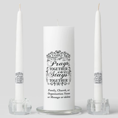 Family Prays Together Stays Together Bible Saying Unity Candle Set
