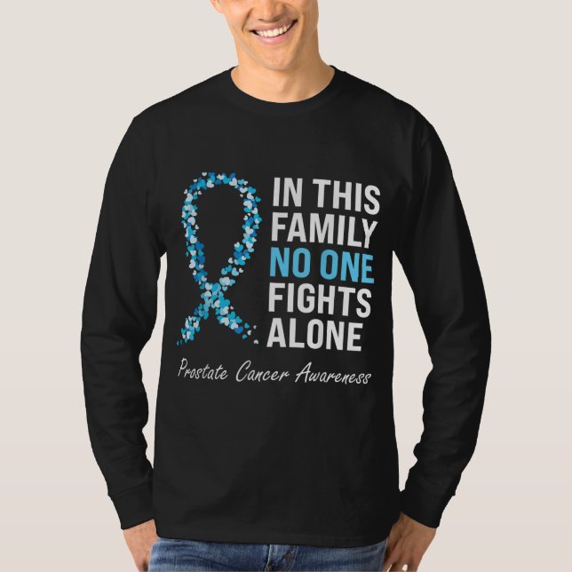 Family Prostate Cancer Awareness Light Blue Ribbon T-Shirt (Front)