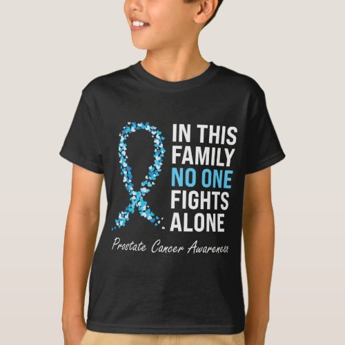 Family Prostate Cancer Awareness Light Blue Ribbon T_Shirt