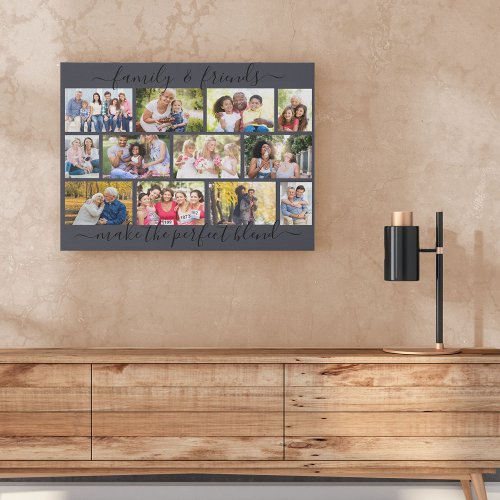 Family Quote 12 Photo Collage Slate Masonry Grid Faux Canvas Print