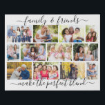 Family Quote 12 Photo Collage White Masonry Grid Faux Canvas Print<br><div class="desc">Photo Collage in modern masonry grid style with handwritten quote and 12 of your favorite photos. The photo template is set up for you to add your pictures and you can also edit the wording if you wish. "family and friends make the perfect blend" is lettered in elegant script typography....</div>