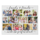 Family Quote 12 Photo Collage White Masonry Grid Faux Canvas Print (Front)