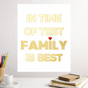 Family quote and red heart white gold  foil prints