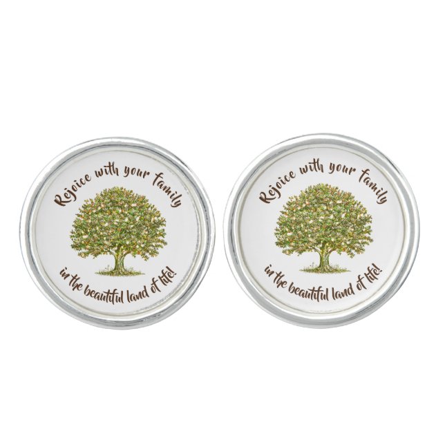 Family quote father day gift, family tree dad gift cufflinks (Front)