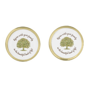 Family quote gold cufflinks, family tree dad gift cufflinks
