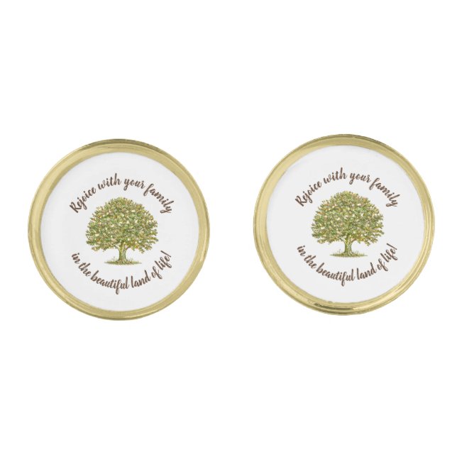 Family quote gold cufflinks, family tree dad gift  cufflinks (Front)
