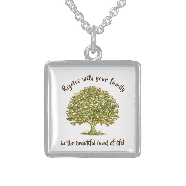 Family quote jewelry, family tree gift for mom ste sterling silver necklace (Front)