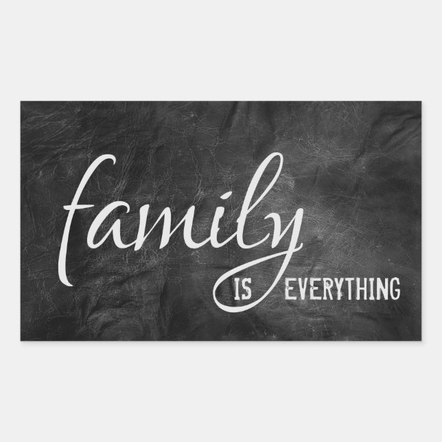 family quote on black leather rectangular sticker (Front)