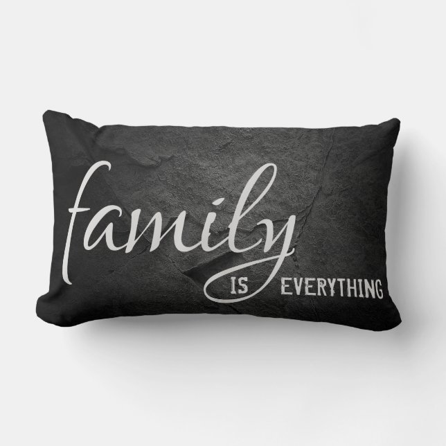 Family quote on black slate stone lumbar pillow (Front)