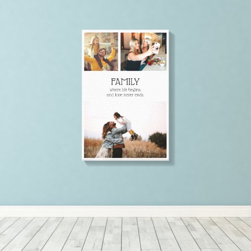 Family Quote Photo Collage Modern Personalized Canvas Print