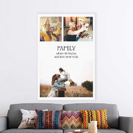 Family Quote Photo Collage Modern Personalized Canvas Print