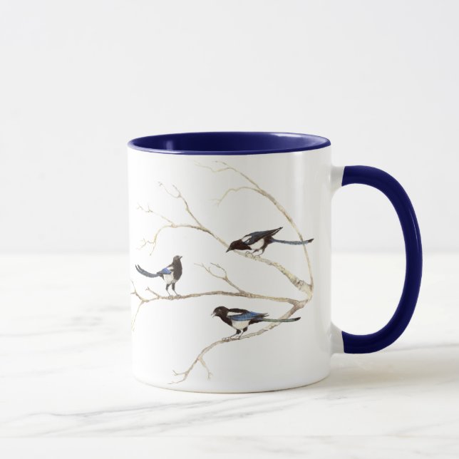 Family Quote with Watercolor Magpie Bird Family Mug (Right)