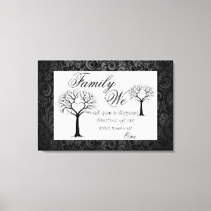 Family Quote/Wrapped Canvas with Black Swirl Frame Print