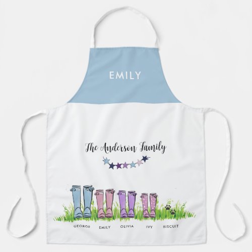 Family rain boot wellington cute funny gift decor apron