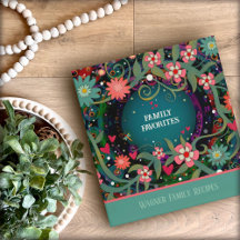 Family Recipe Custom Name Pretty Floral Cookbook