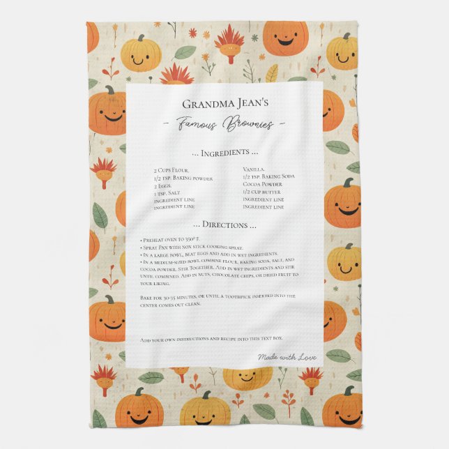 Family Recipe Heirloom Halloween Pattern  Kitchen Towel (Vertical)