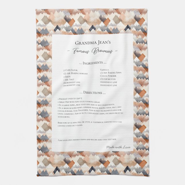 Family Recipe Heirloom Mountain Kitchen Towel (Vertical)