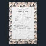 Family Recipe Heirloom Mountain Trees Kitchen Towel<br><div class="desc">Keepsake family recipe tea towel. Share uncle Jim's chili recipe or great aunt Aggie's all time favorite thanksgiving casserole dish. Elegant and simple template design can easily be adjusted to share your family recipes as mother's day, birthday, or Christmas gifts. Custom family name with initials. Colors can be changed. Great...</div>
