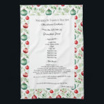 Family Recipe Heirloom Text Christmas Ornament Kitchen Towel<br><div class="desc">Keepsake family recipe tea towel. Share uncle Jim's chili recipe or great aunt Aggie's all time favorite thanksgiving casserole dish. Elegant and simple template design can easily be adjusted to share your family recipes as mother's day, birthday, or Christmas gifts. Custom family name with initials. Colors can be changed. Great...</div>