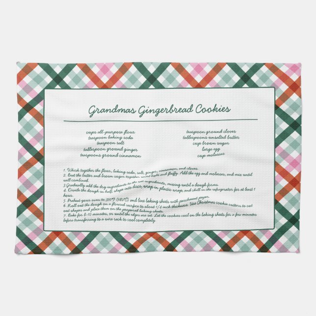 Family Recipe Keepsake Christmas  Kitchen Towel (Horizontal)