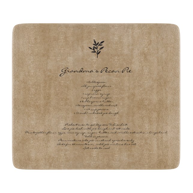 Family Recipe Keepsake Custom Text Cutting Board (Front)