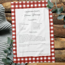 Family Recipe Keepsake Heirloom Gingham Kitchen Towel