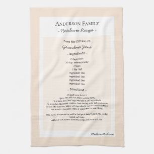 Family Recipe Keepsake Heirloom Text Kitchen Towel