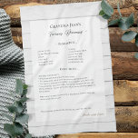 Family Recipe Keepsake Heirloom Wood Kitchen Towel<br><div class="desc">Keepsake family recipe tea towel. Share uncle Jim's chili recipe or great aunt Aggie's all time favorite thanksgiving casserole dish. Elegant and simple template design can easily be adjusted to share your family recipes as mother's day, birthday, or Christmas gifts. Custom family name with initials. Colors can be changed. Great...</div>