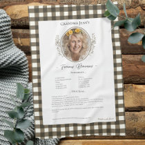 Family Recipe Keepsake Photo Gingham Kitchen Towel