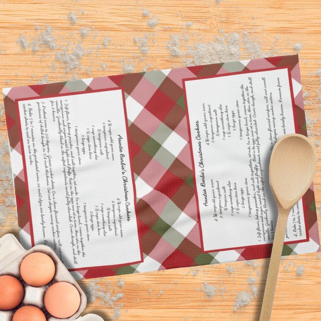 Family Recipe Keepsake Red Green Plaid Holiday Kitchen Towel (Creator Uploaded)