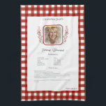 Family Recipe Keepsake Square Photo  Kitchen Towel<br><div class="desc">Keepsake family recipe tea towel. Share uncle Jim's chili recipe or great aunt Aggie's all time favorite thanksgiving casserole dish. Elegant and simple template design can easily be adjusted to share your family recipes as mother's day, birthday, or Christmas gifts. Custom family name with initials. Colors can be changed. Great...</div>