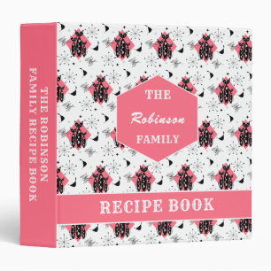 Family Recipe Retro Cats Mid Century Personalized 3 Ring Binder